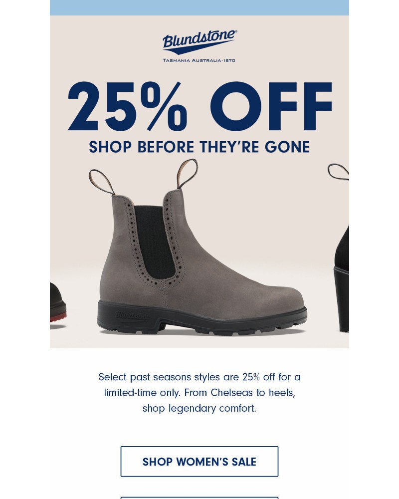 Screenshot of email sent to a Blundstone Newsletter subscriber