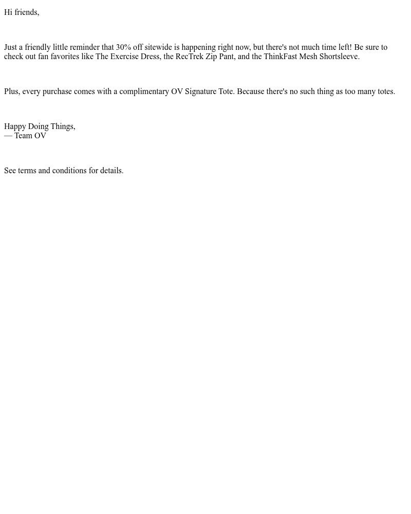 Screenshot of email sent to a Outdoor Voices Newsletter subscriber