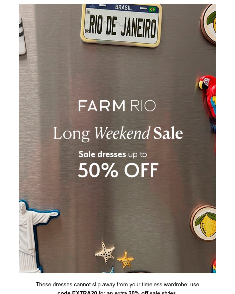 Screenshot of email sent to a Farm Rio Newsletter subscriber