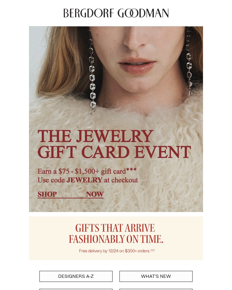 Screenshot of email sent to a Bergdorf Goodman Newsletter subscriber
