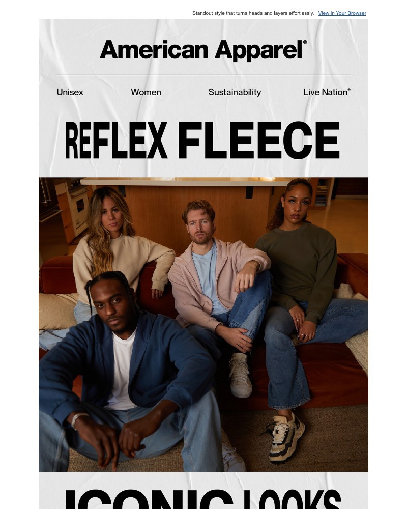 Screenshot of email sent to a American Apparel Newsletter subscriber