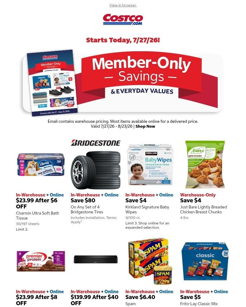 Screenshot of email sent to a Costco Newsletter subscriber