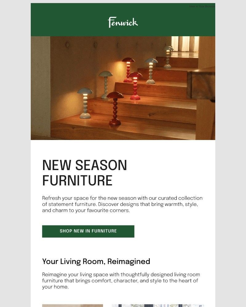 Screenshot of email sent to a Fenwick Newsletter subscriber