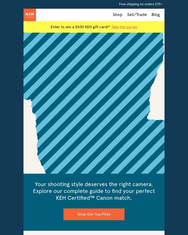 Screenshot of email sent to a KEH Camera Newsletter subscriber