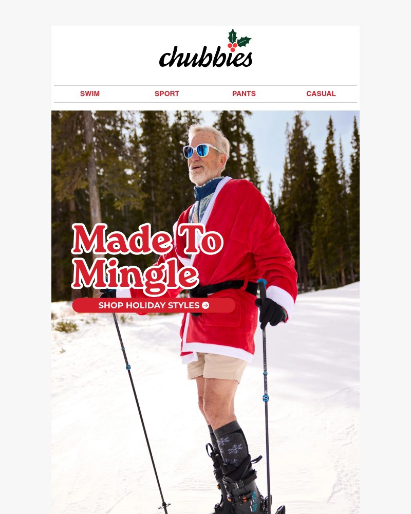 Screenshot of email sent to a Chubbies Newsletter subscriber