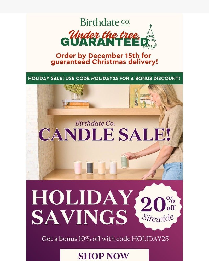 Screenshot of email sent to a Birthdate Co Newsletter subscriber