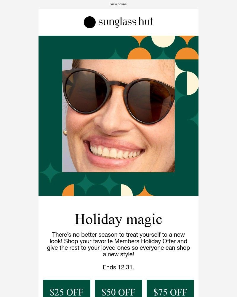 Screenshot of email sent to a Sunglass Hut Newsletter subscriber
