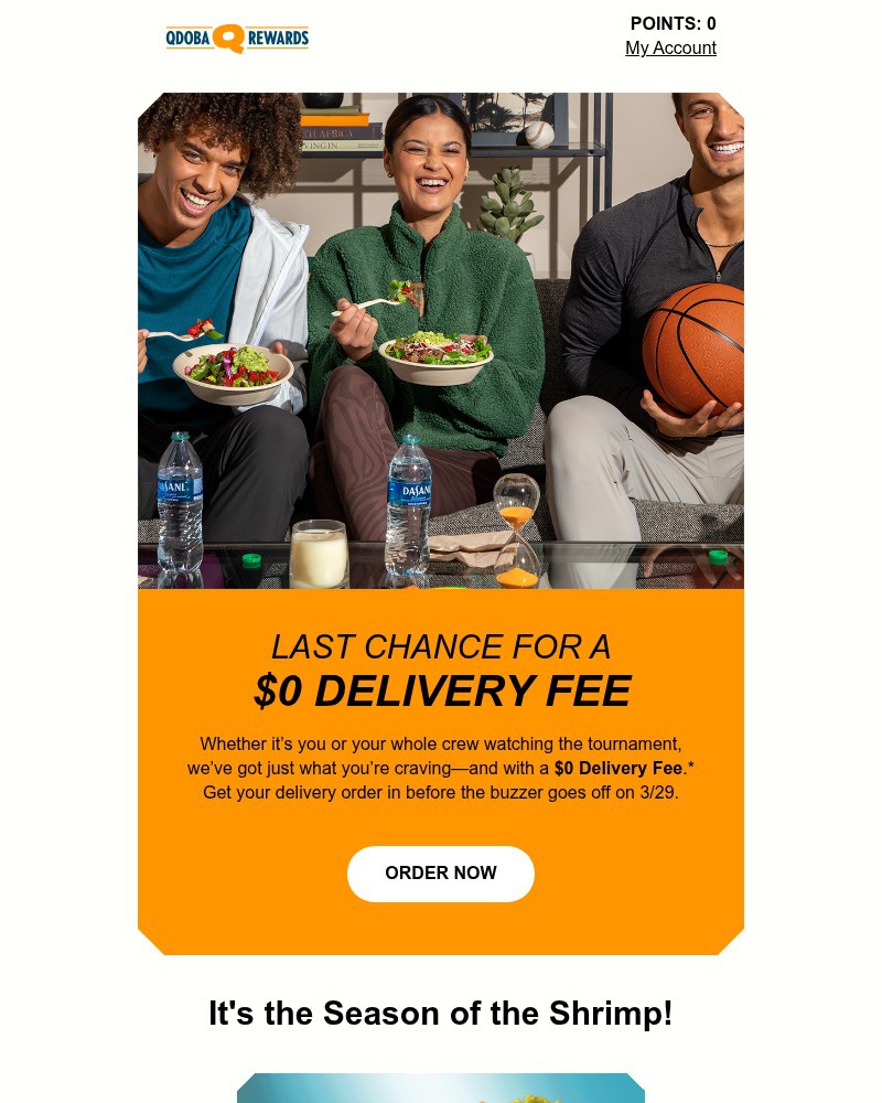 Screenshot of email sent to a Qdoba Registered user