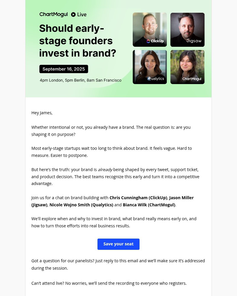 Screenshot of email with subject /media/emails/should-early-stage-founders-invest-in-brand-with-clickup-jigsaw-and-qualytics-49f_ATvFcKD.jpg