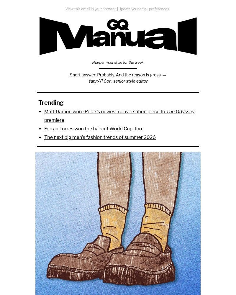 Screenshot of email sent to a GQ Newsletter subscriber