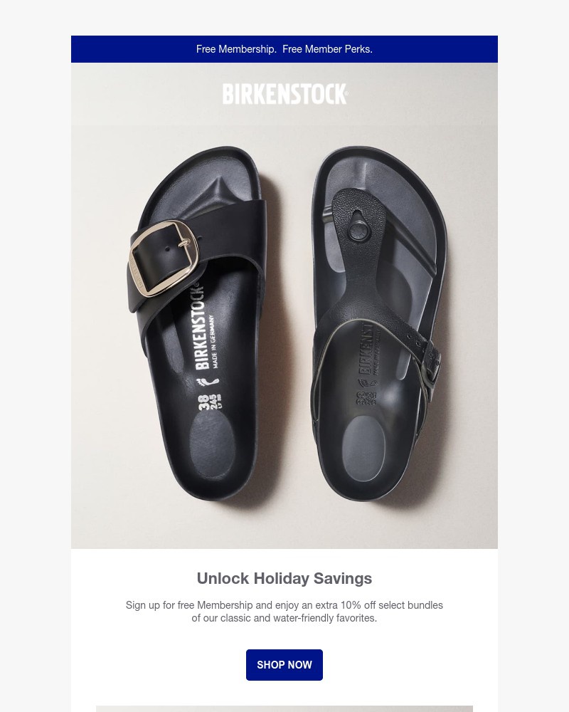 Screenshot of email sent to a Birkenstock Newsletter subscriber
