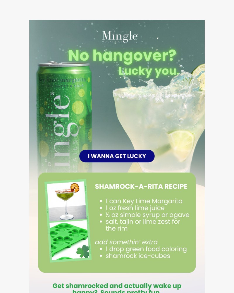 Screenshot of email sent to a Mingle Mocktails Newsletter subscriber