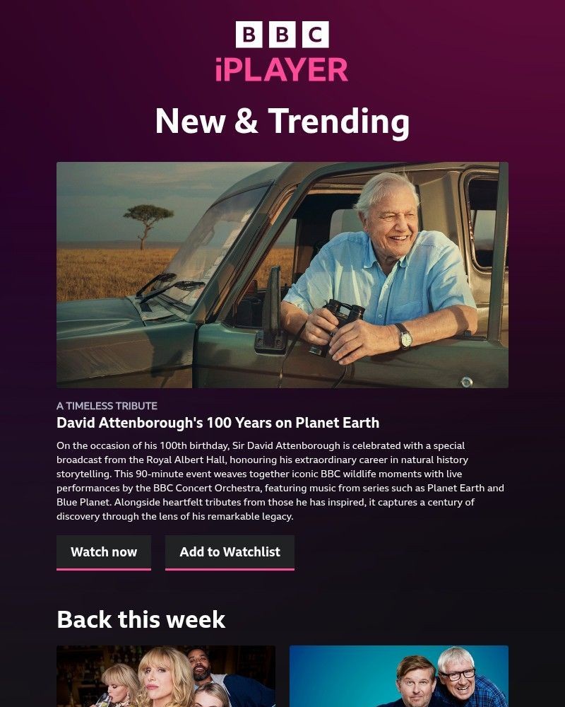 Screenshot of email sent to a BBC iPlayer Registered user