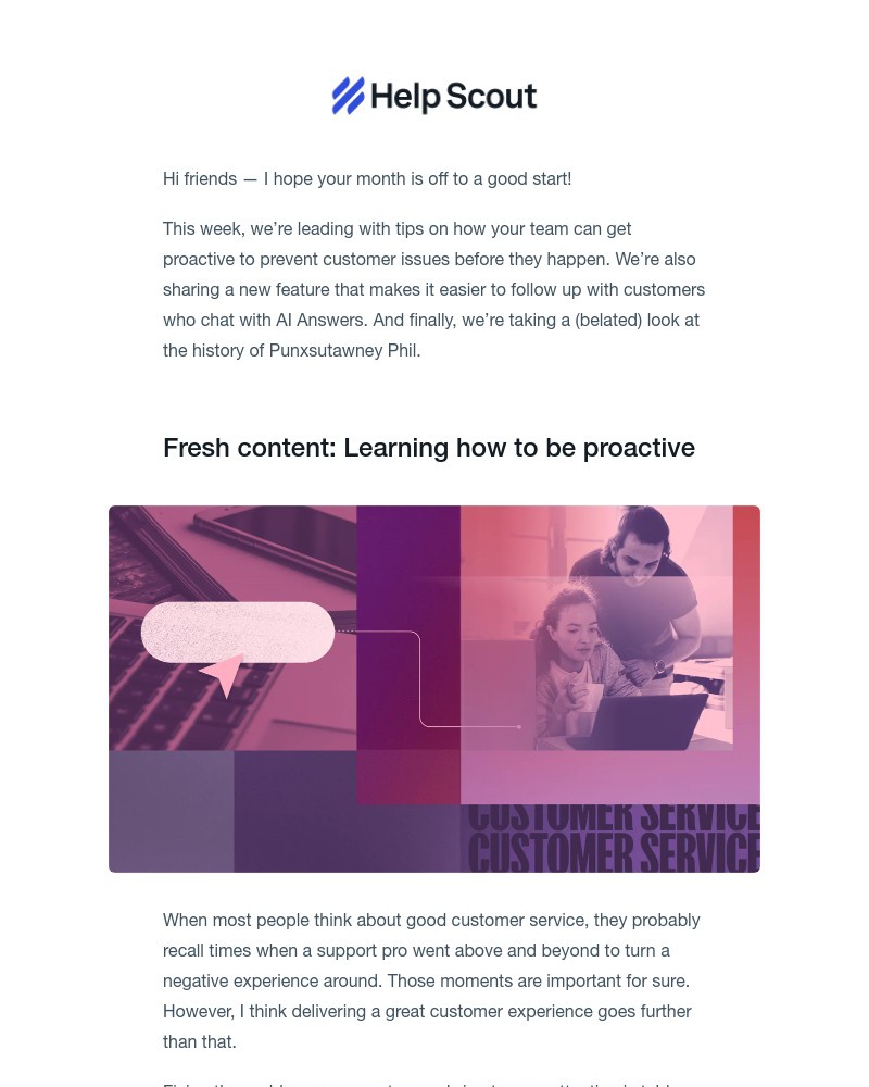 Screenshot of email sent to a Help Scout Trial user