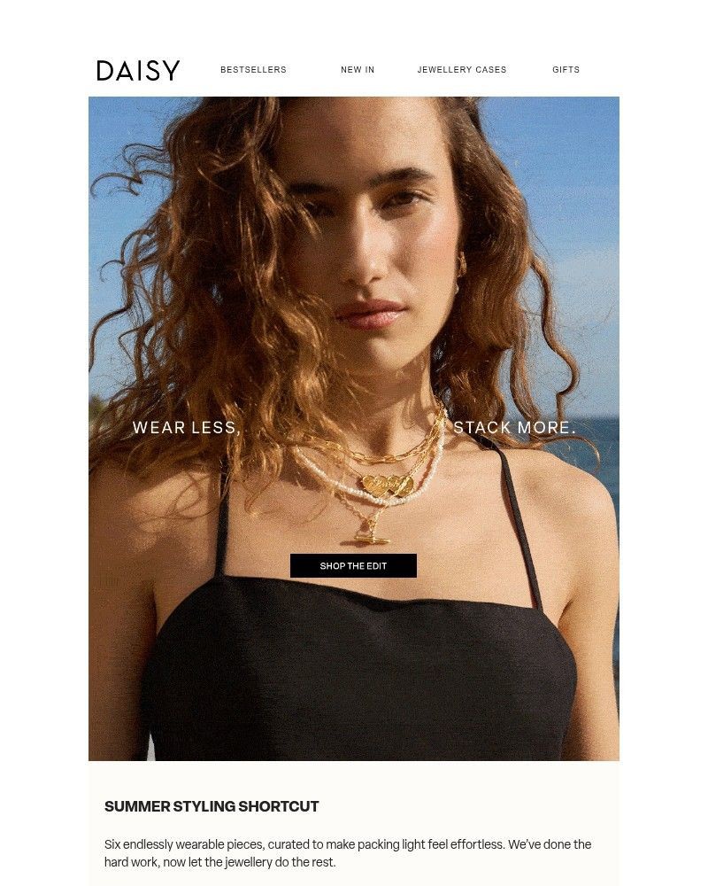 Screenshot of email sent to a Daisy Jewellery Newsletter subscriber