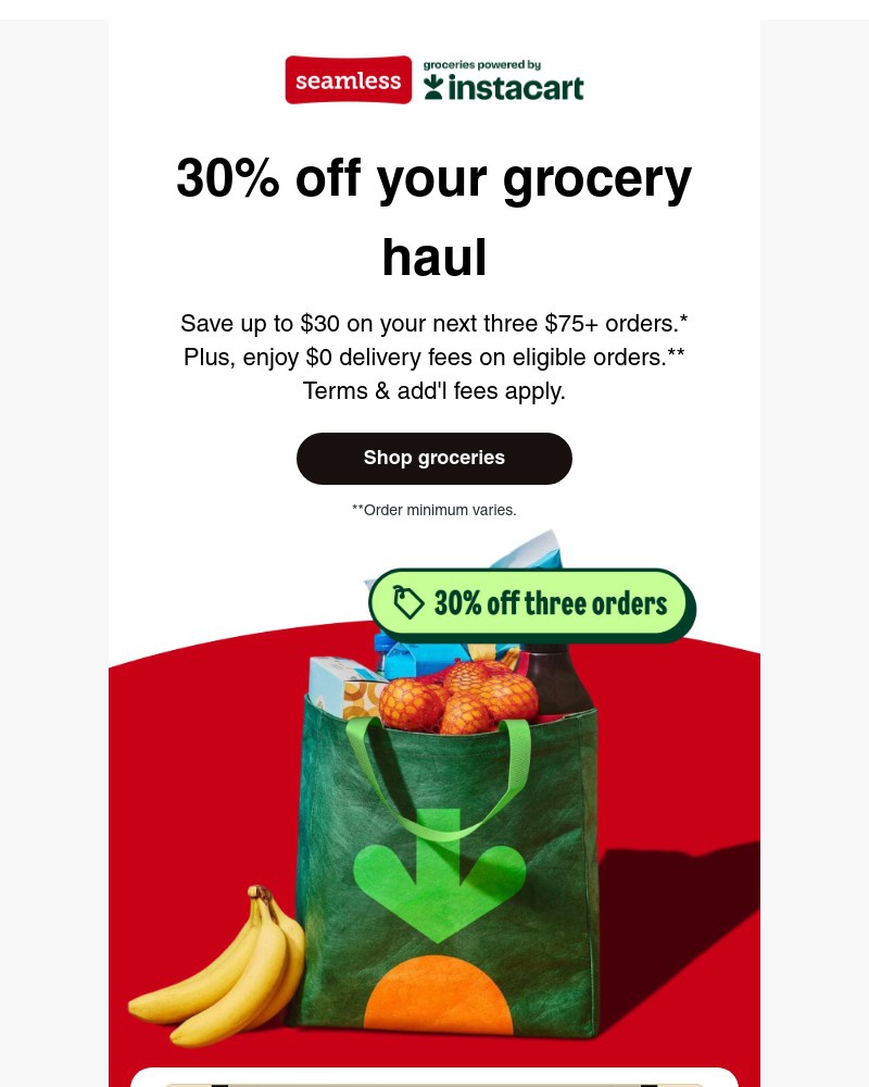 Screenshot of email sent to a Seamless Registered user