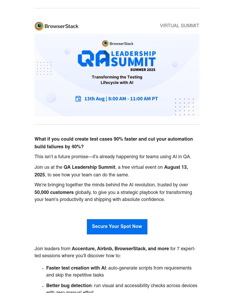 Screenshot of email with subject /media/emails/slash-testing-time-by-50-with-ai-learn-how-at-the-qa-leadership-summit-5c7a5e-cro_pv4sOzD.jpg