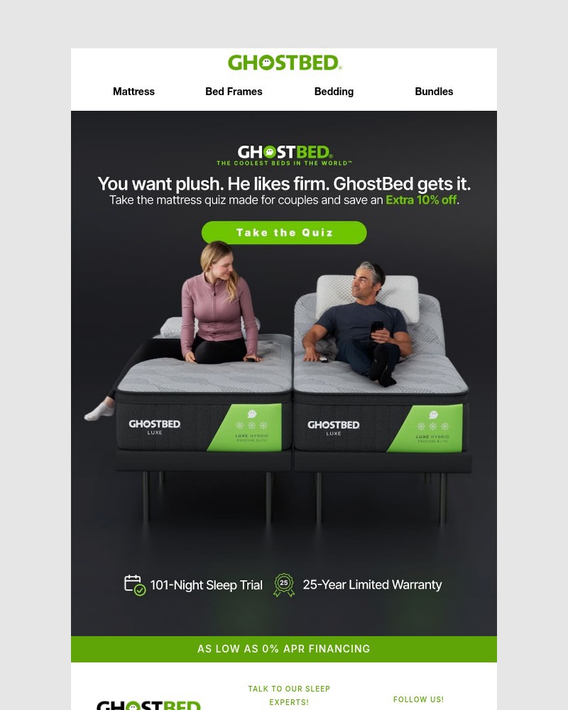 Screenshot of email sent to a Ghost Bed Newsletter subscriber