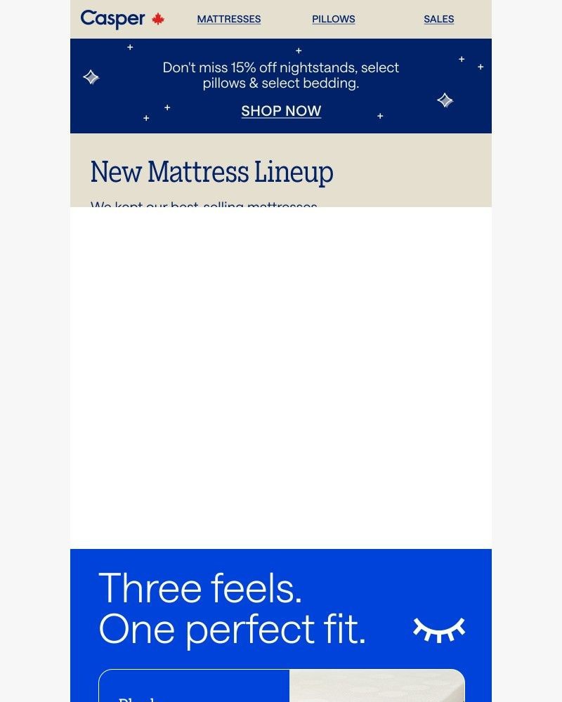 Screenshot of email sent to a Casper Newsletter subscriber