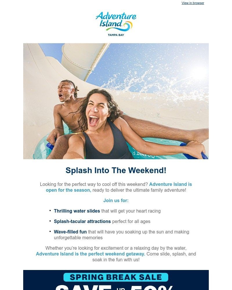 Screenshot of email sent to a Busch Gardens Newsletter subscriber