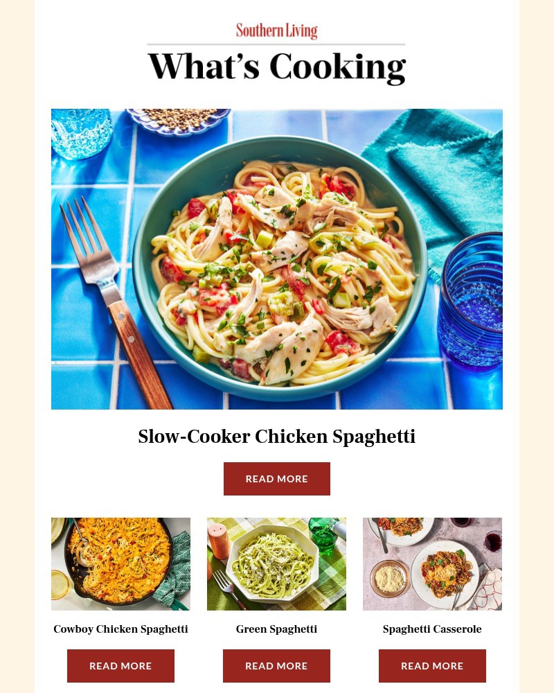 Screenshot of email sent to a Southern Living Newsletter subscriber