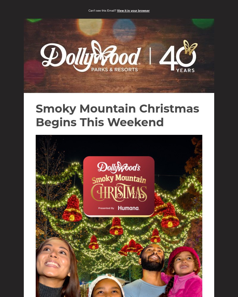 Screenshot of email sent to a Dollywood Newsletter subscriber