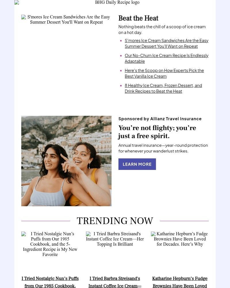 Screenshot of email sent to a Better Homes and Gardens Newsletter subscriber