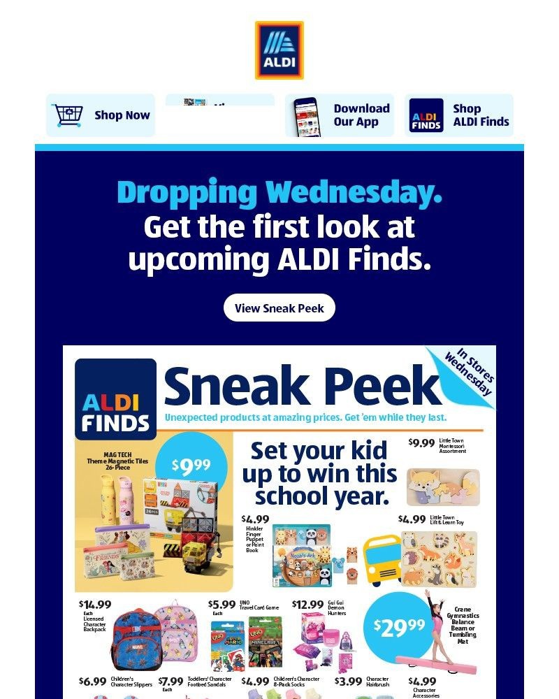 Screenshot of email with subject /media/emails/sneak-peek-upcoming-aldi-finds-1c593a-cropped-554c3e8d.jpg