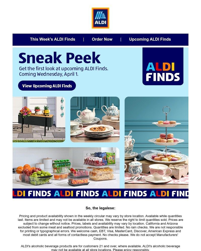 Screenshot of email sent to a Aldi Newsletter subscriber