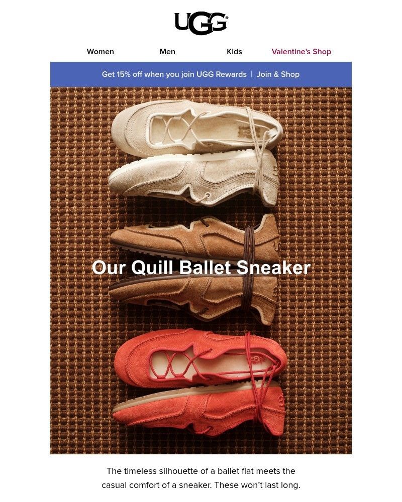 Screenshot of email sent to a UGG Newsletter subscriber