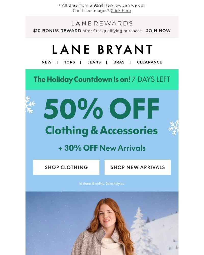 Screenshot of email sent to a Lane Bryant Newsletter subscriber