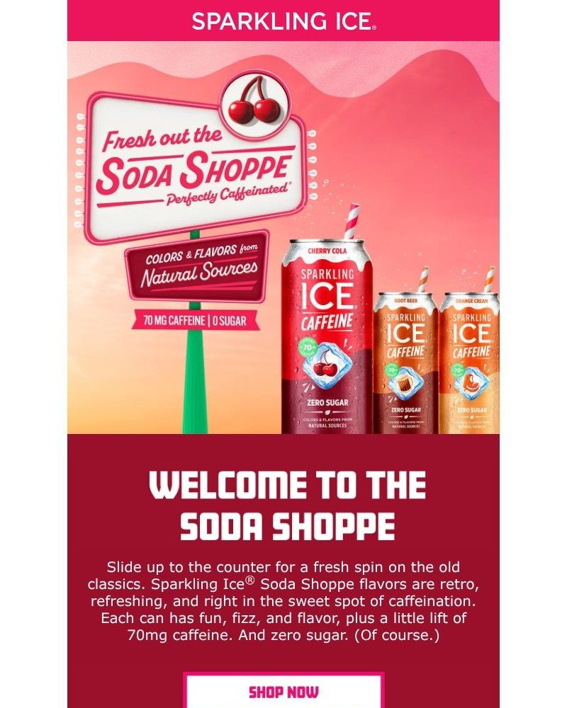 Screenshot of email sent to a Sparkling Ice Registered user