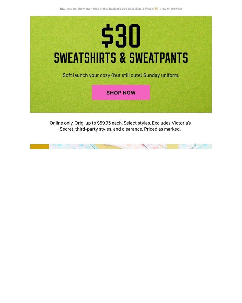 Screenshot of email sent to a Victoria's Secret Newsletter subscriber
