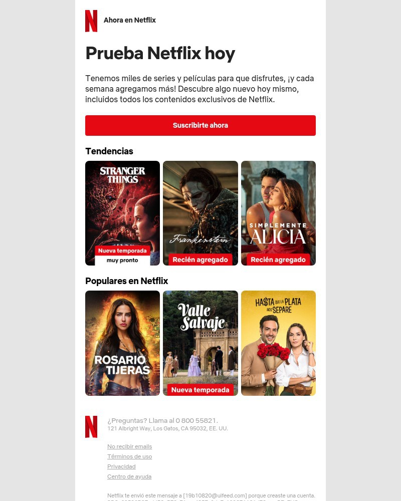 Screenshot of email sent to a Netflix Trial user