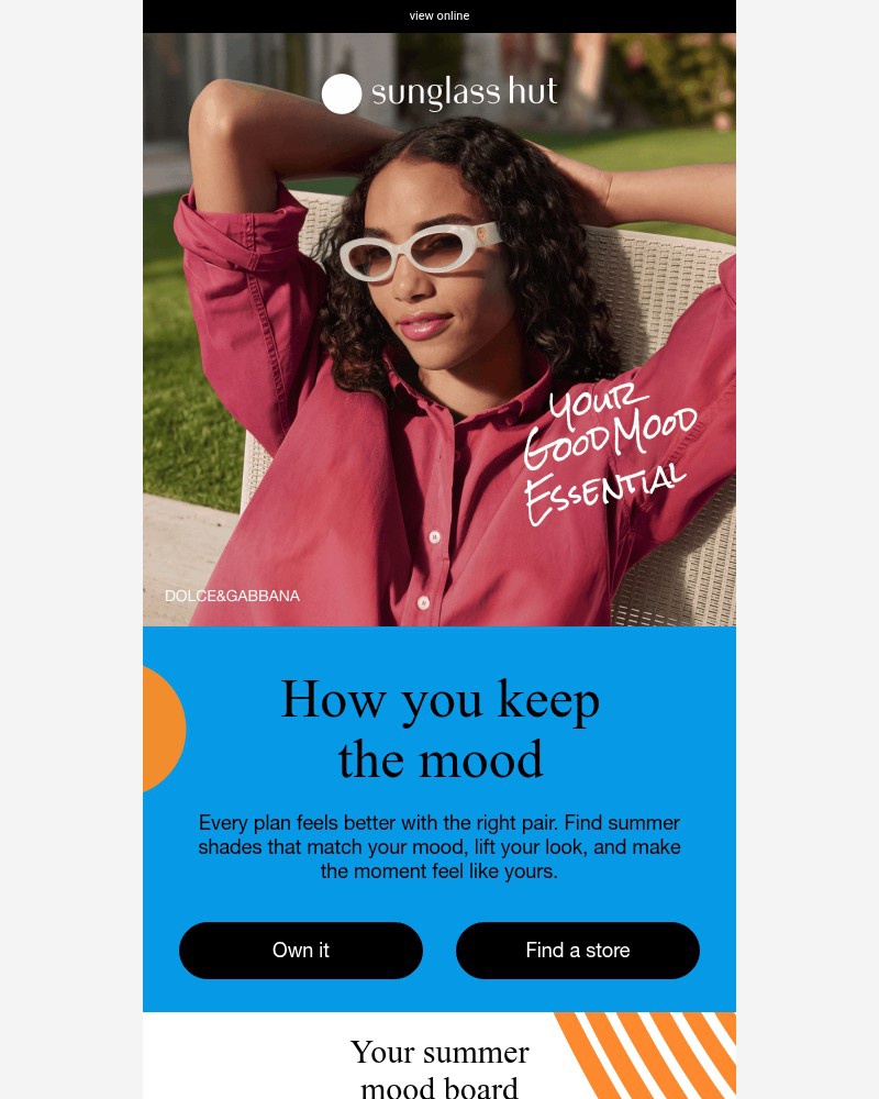 Screenshot of email sent to a Sunglass Hut Newsletter subscriber