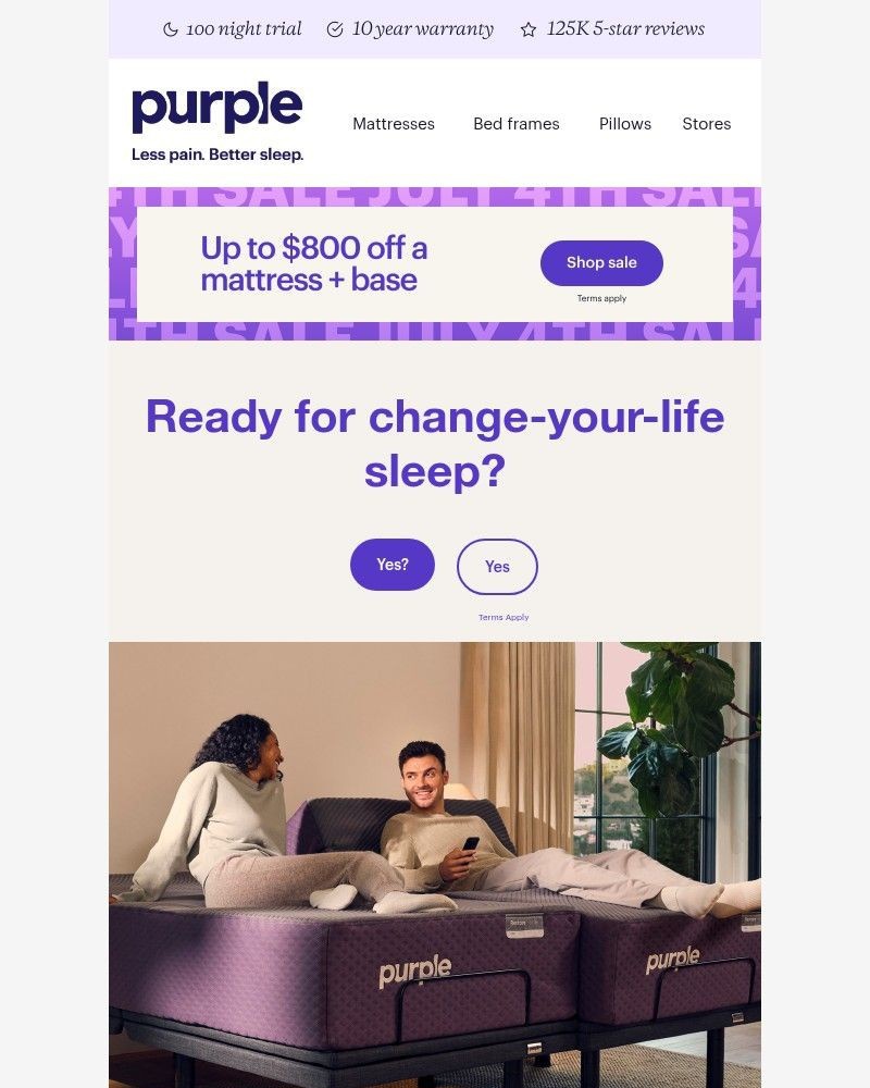 Screenshot of email sent to a Purple Cart abandoner
