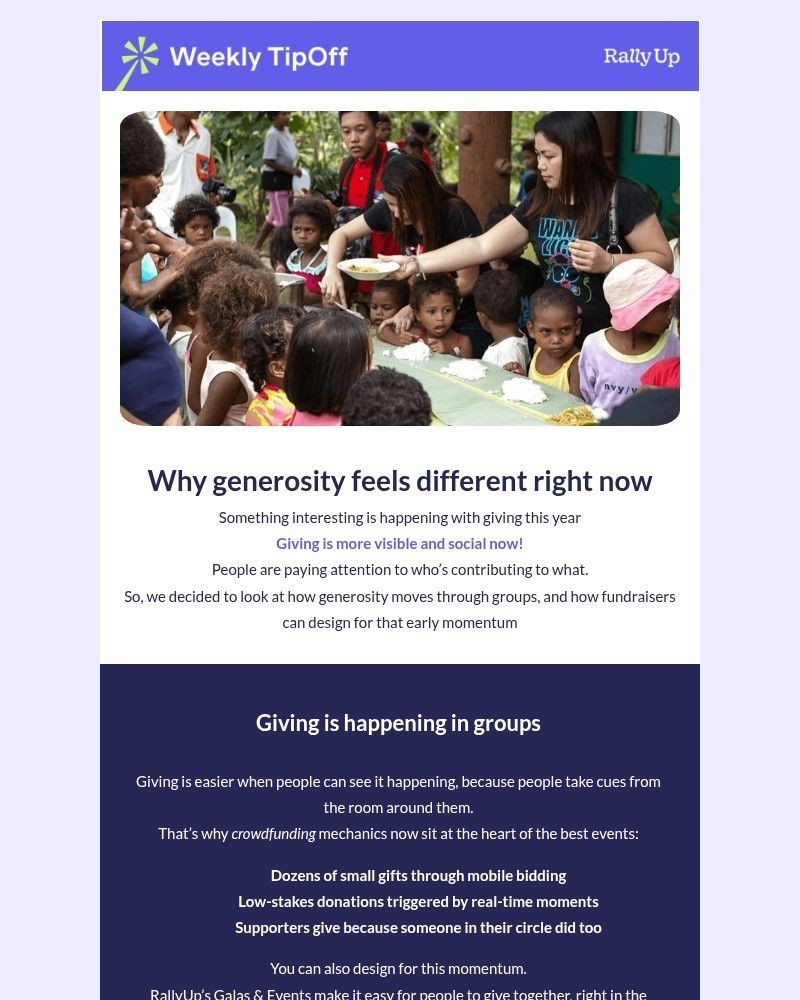 Screenshot of email sent to a RallyUp Newsletter subscriber