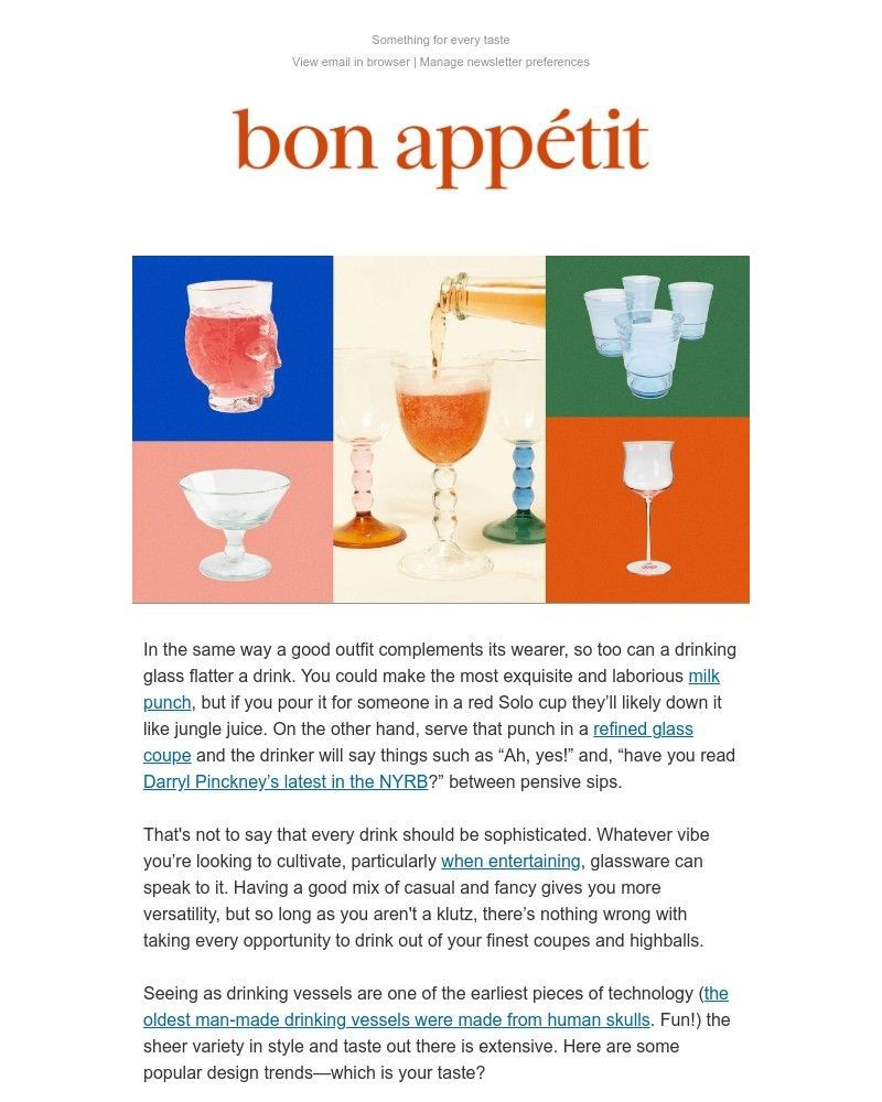 Screenshot of email sent to a Bon Appétit Newsletter subscriber