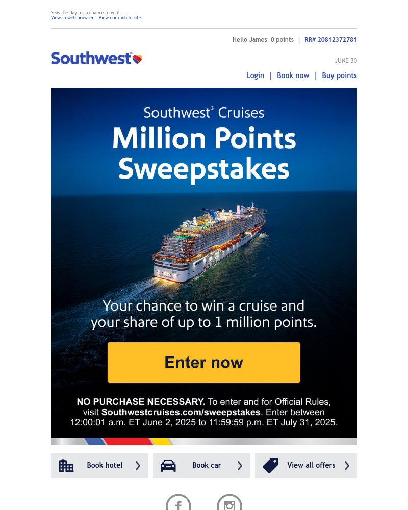 Screenshot of email with subject /media/emails/southwest-cruises-million-points-sweepstakes-c3caec-cropped-6f3a603c.jpg