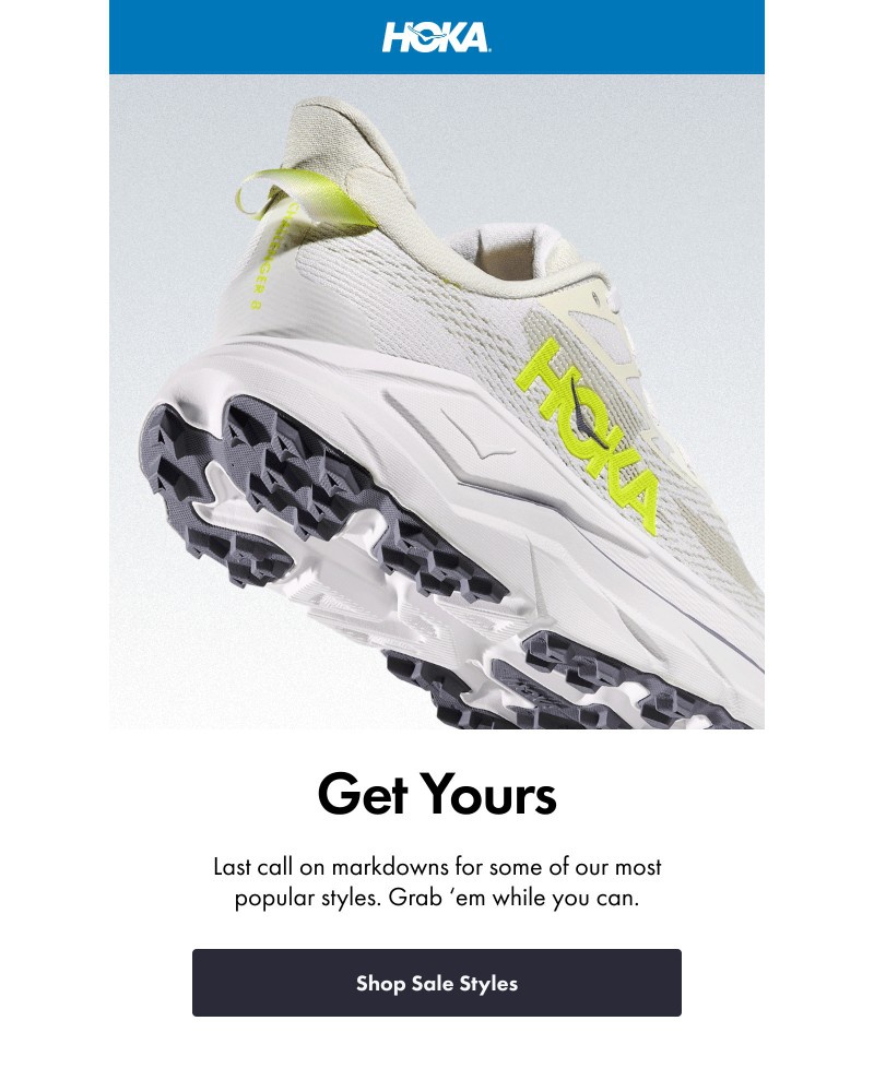 Screenshot of email sent to a Hoka Newsletter subscriber