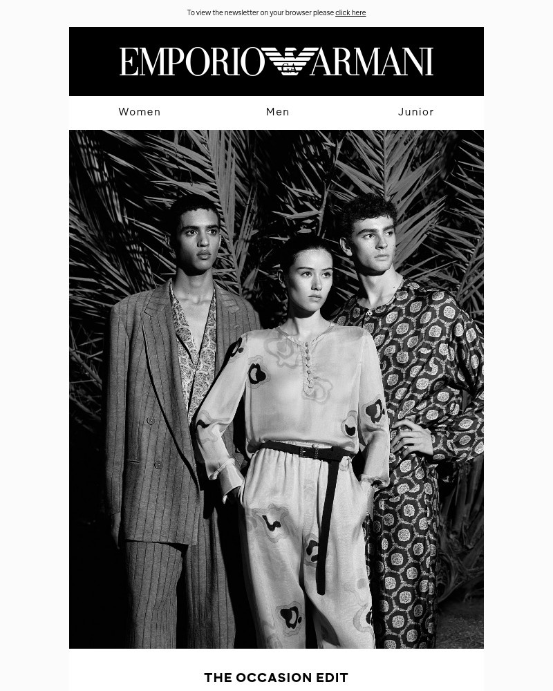Screenshot of email sent to a Armani Newsletter subscriber