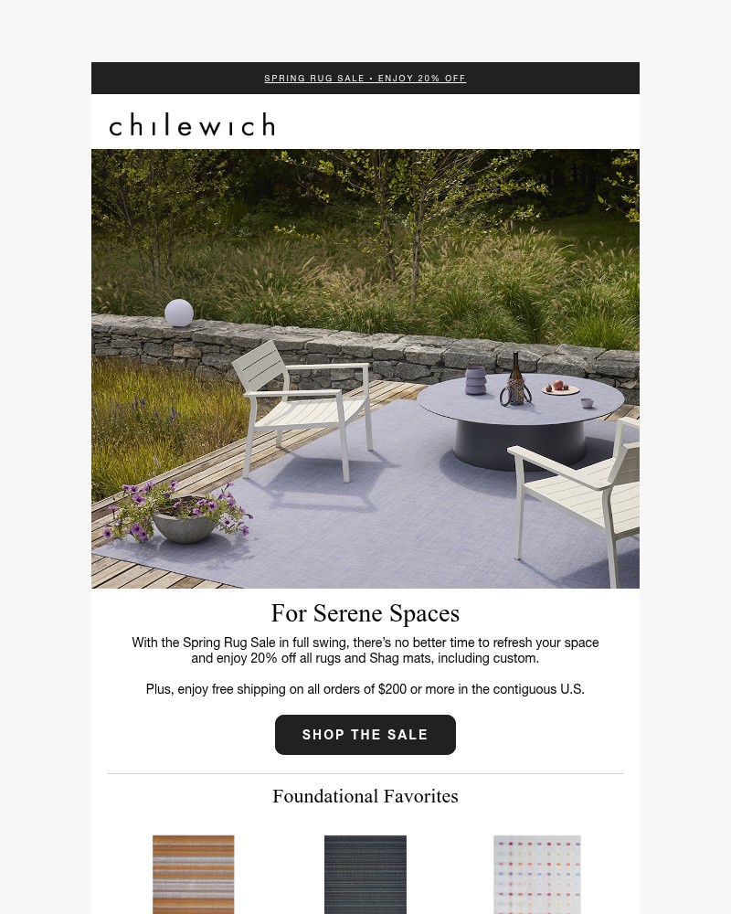 Screenshot of email sent to a Chilewich Newsletter subscriber