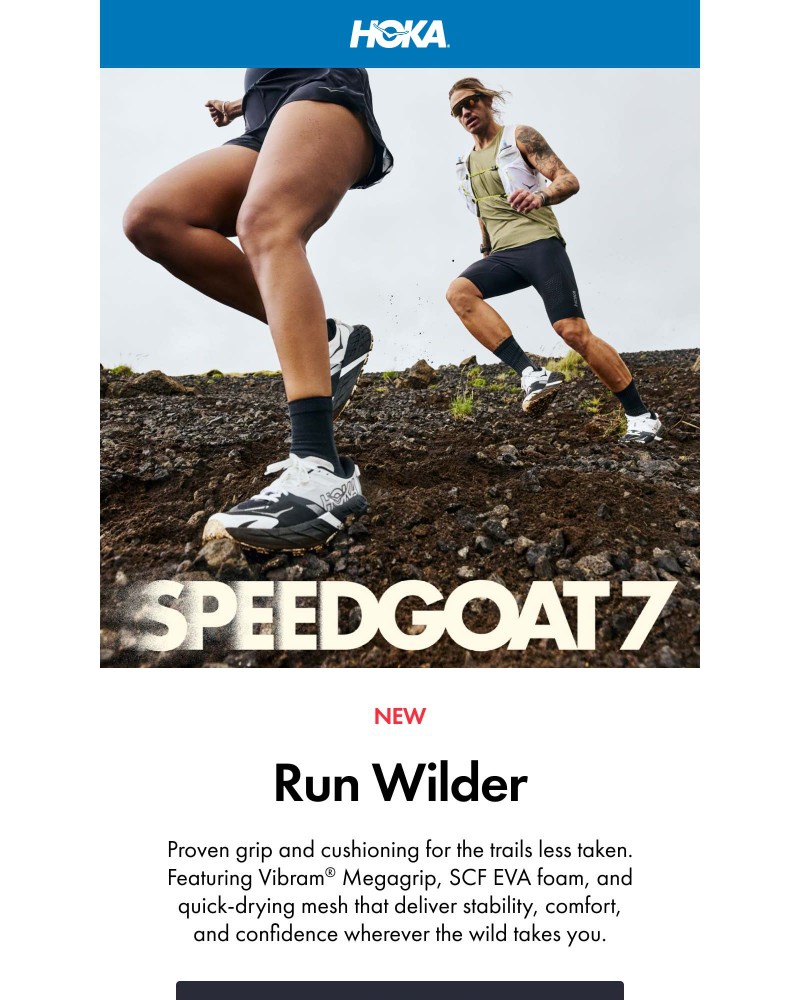 Screenshot of email sent to a Hoka Newsletter subscriber