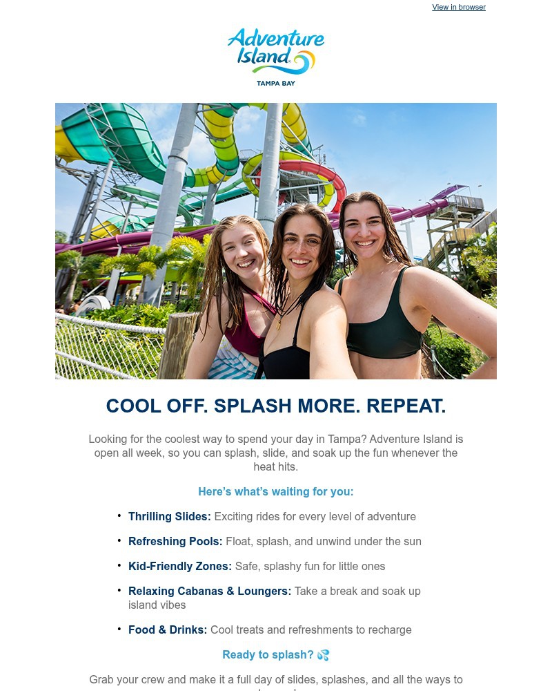 Screenshot of email sent to a Busch Gardens Newsletter subscriber
