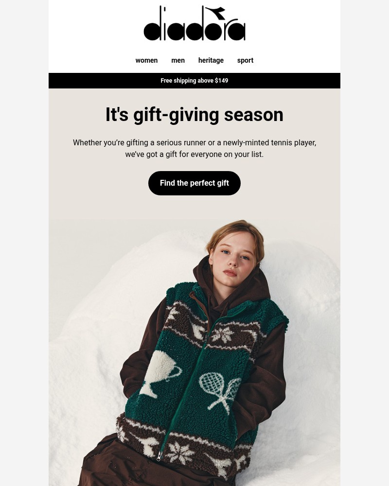 Screenshot of email sent to a Diadora Newsletter subscriber