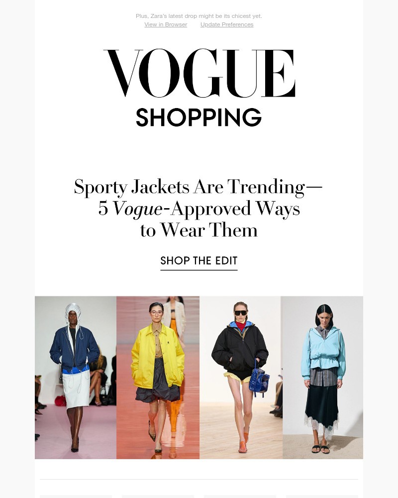 Screenshot of email sent to a Vogue Newsletter subscriber