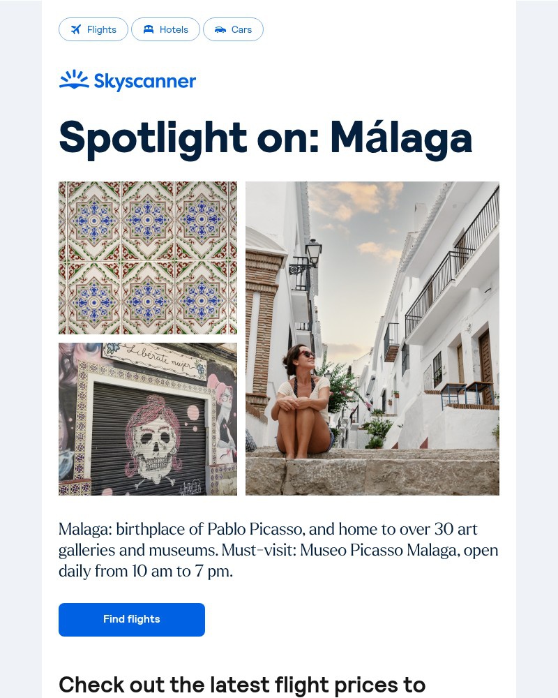 Screenshot of email sent to a Skyscanner Registered user