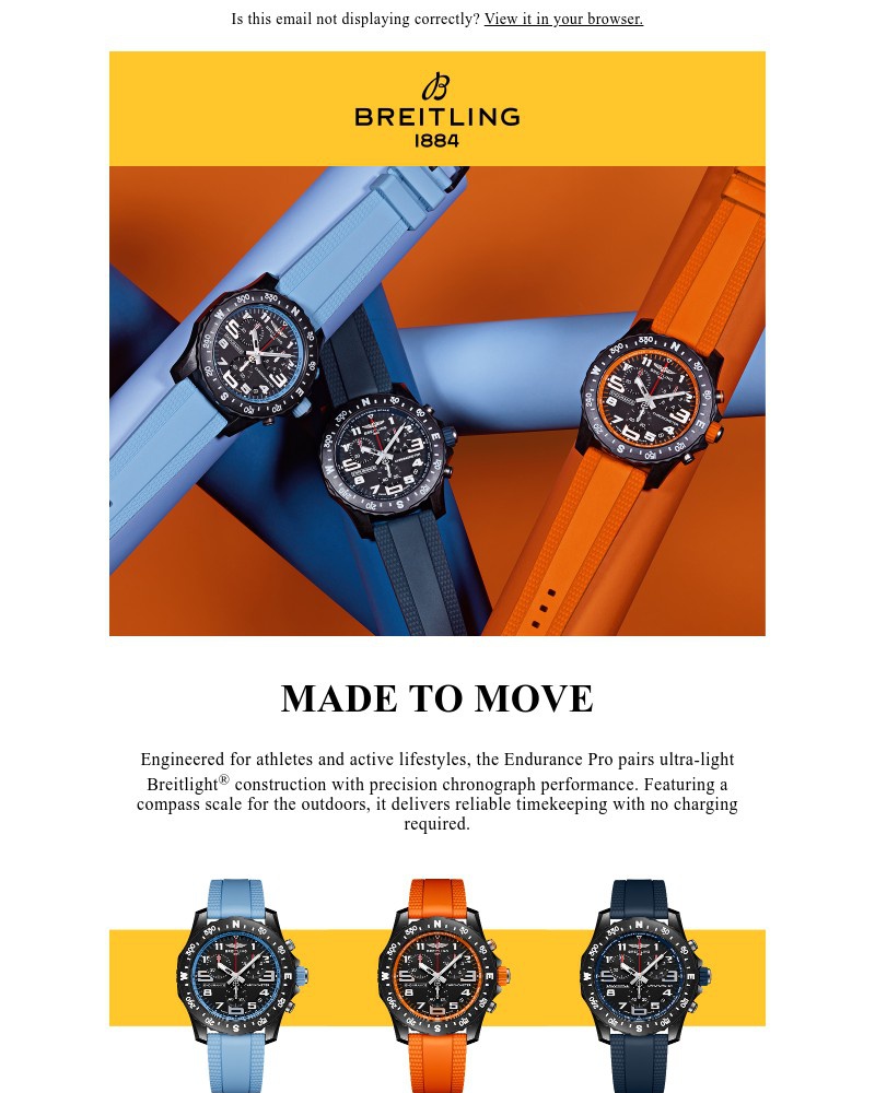 Screenshot of email sent to a Breitling Newsletter subscriber