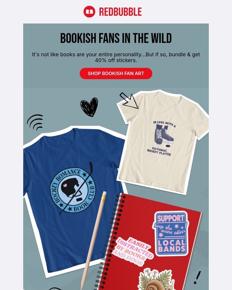 Screenshot of email sent to a Redbubble Newsletter subscriber