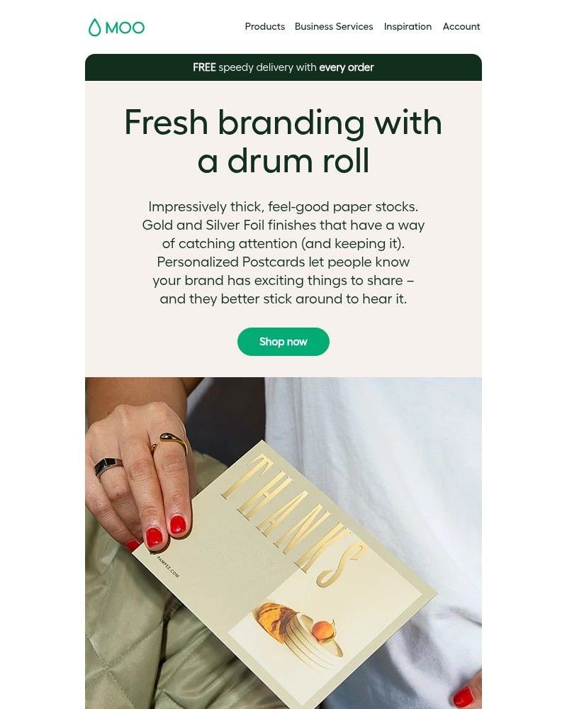 Screenshot of email sent to a Moo Newsletter subscriber